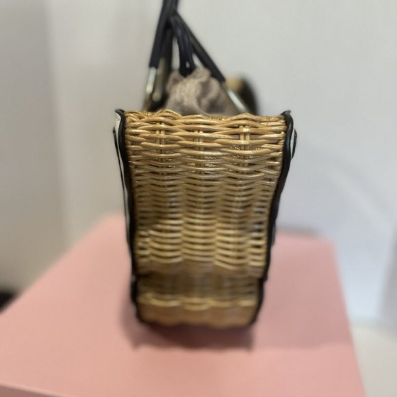 Kate Spade WING IT BUTTERFLY Polka Dot/Wicker Satchel/Bag New - Picture 8 of 12